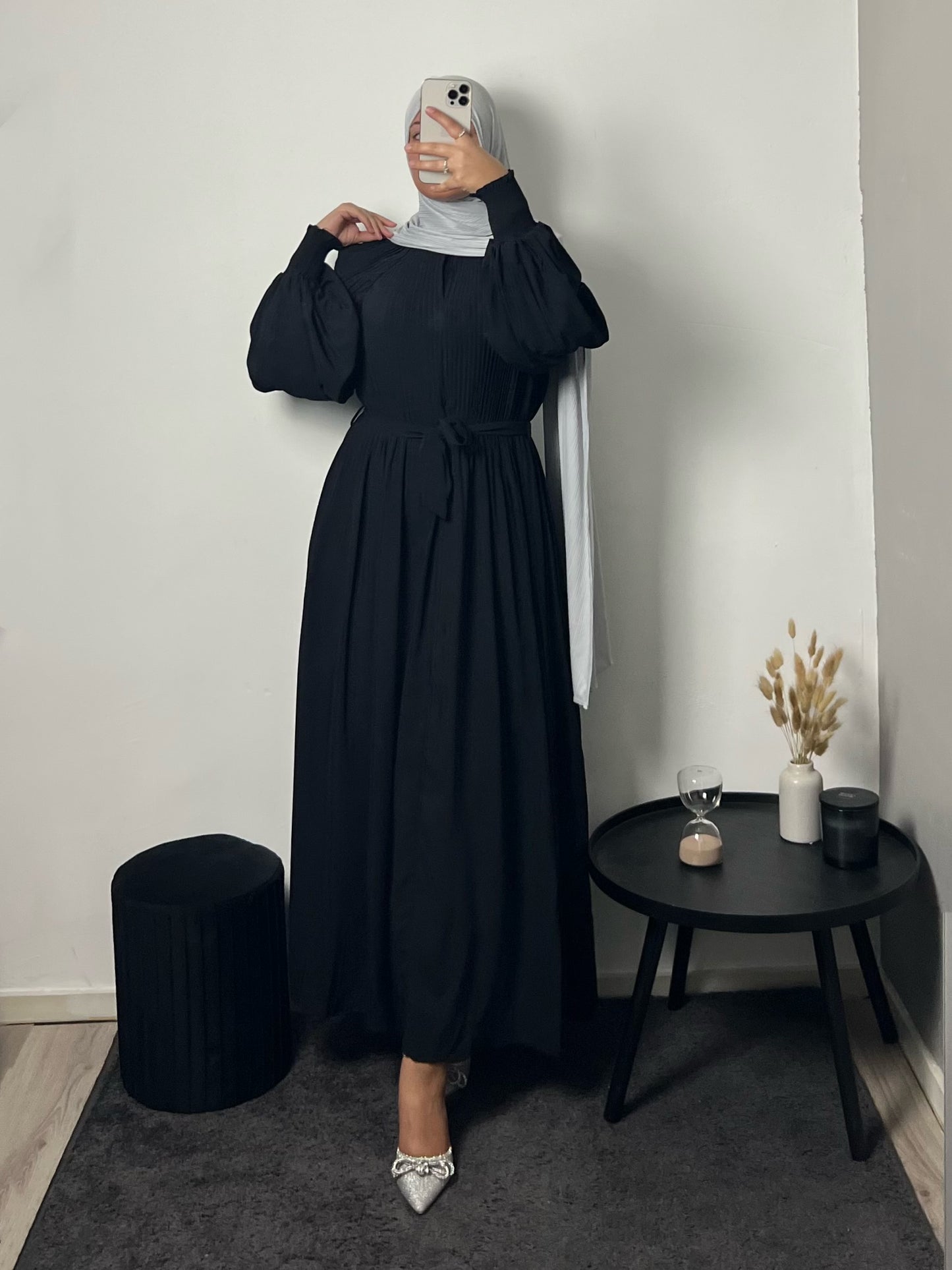 Plissé Maxi Dress Layla Zwart