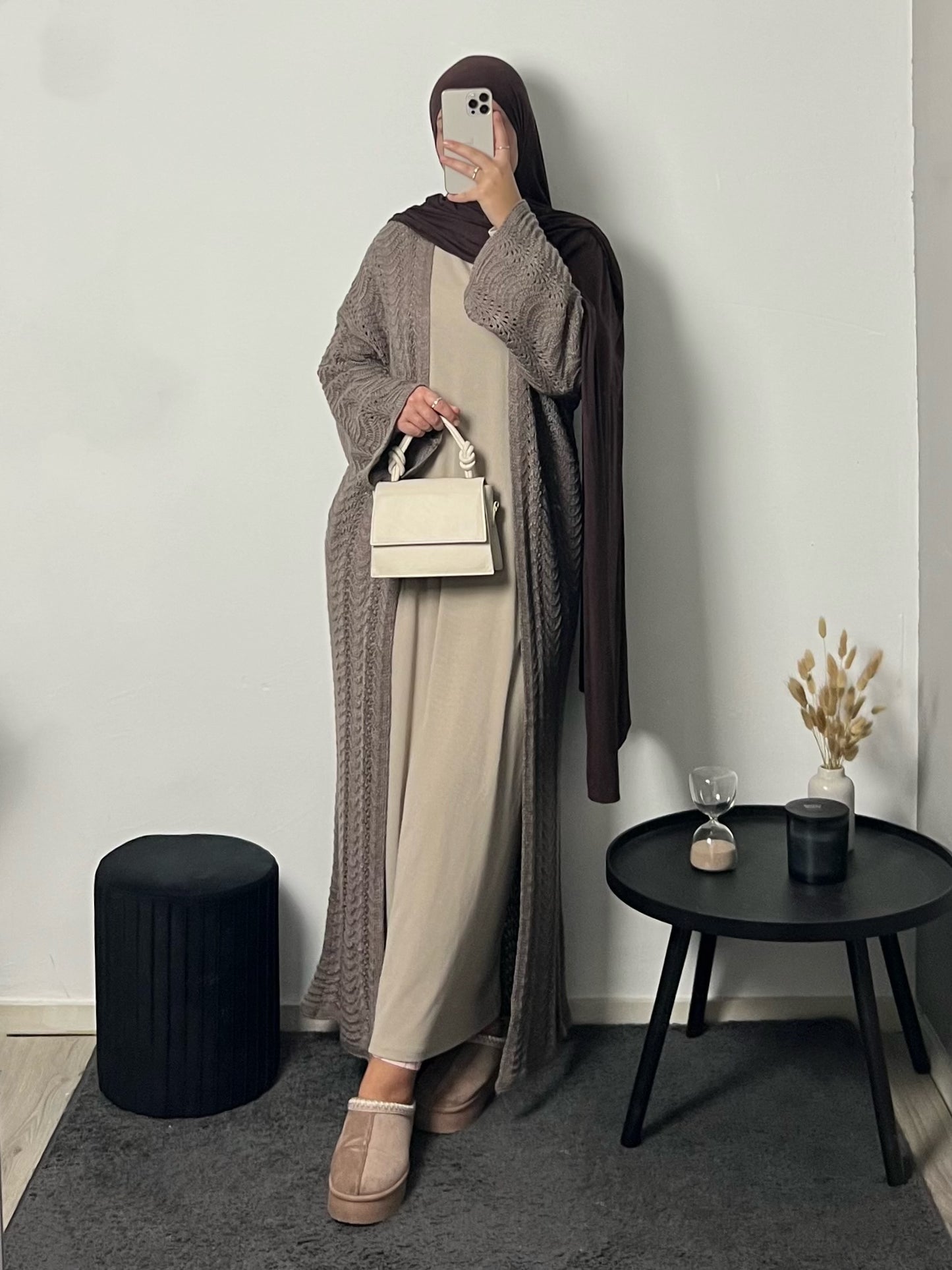 Mira Knitted Cardigan Taupe