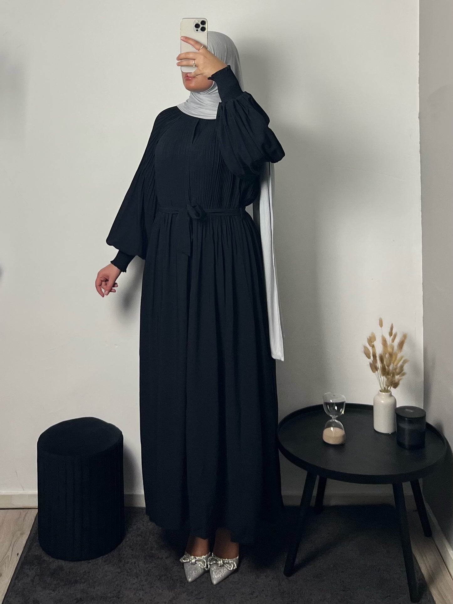 Plissé Maxi Dress Layla Zwart