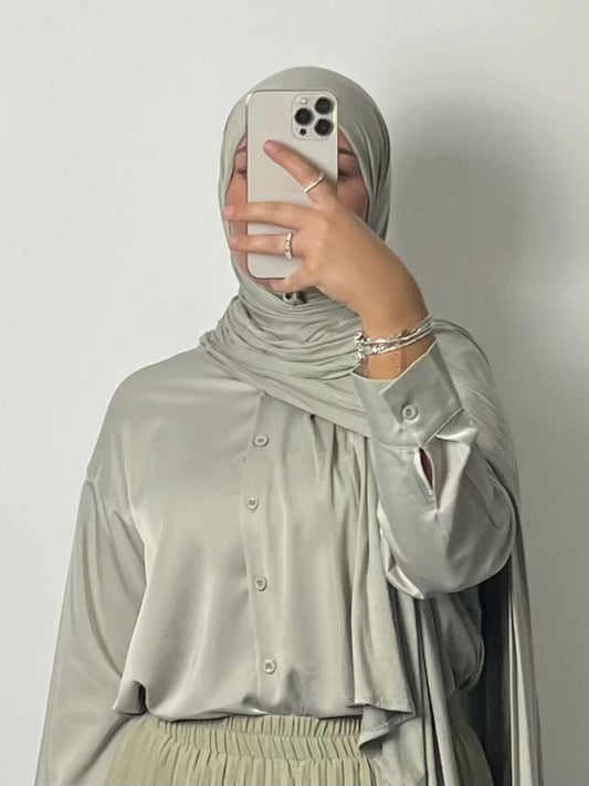 Indi Satin Blouse Sage
