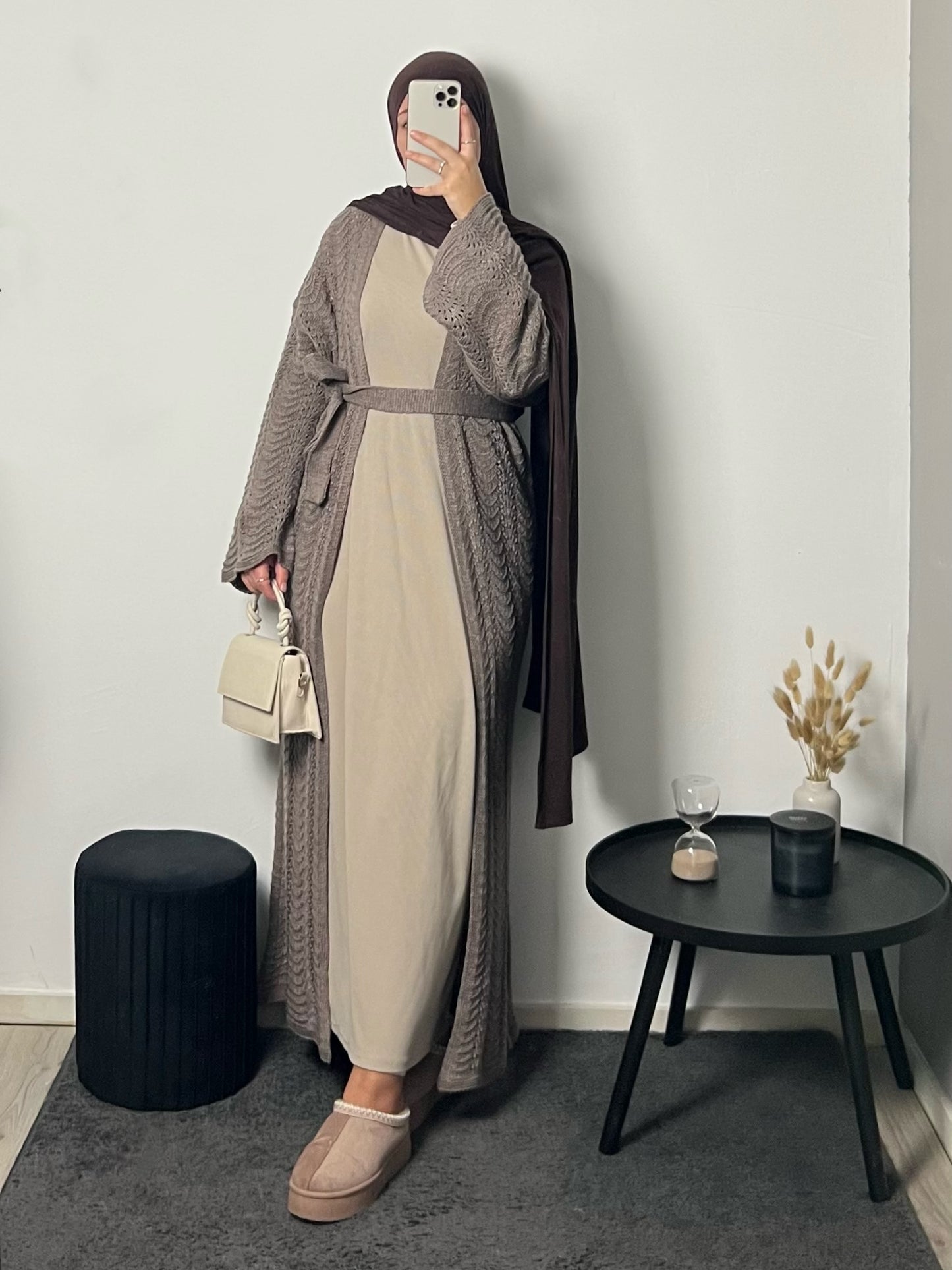 Mira Knitted Cardigan Taupe