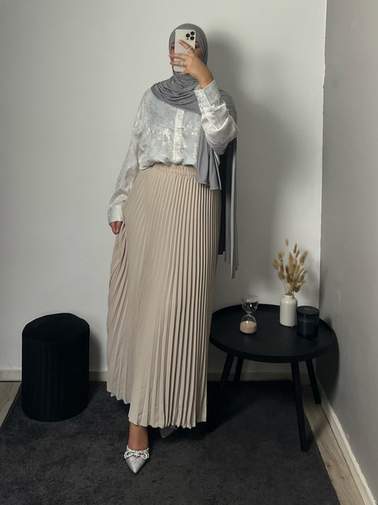 Plissé Rok Beige